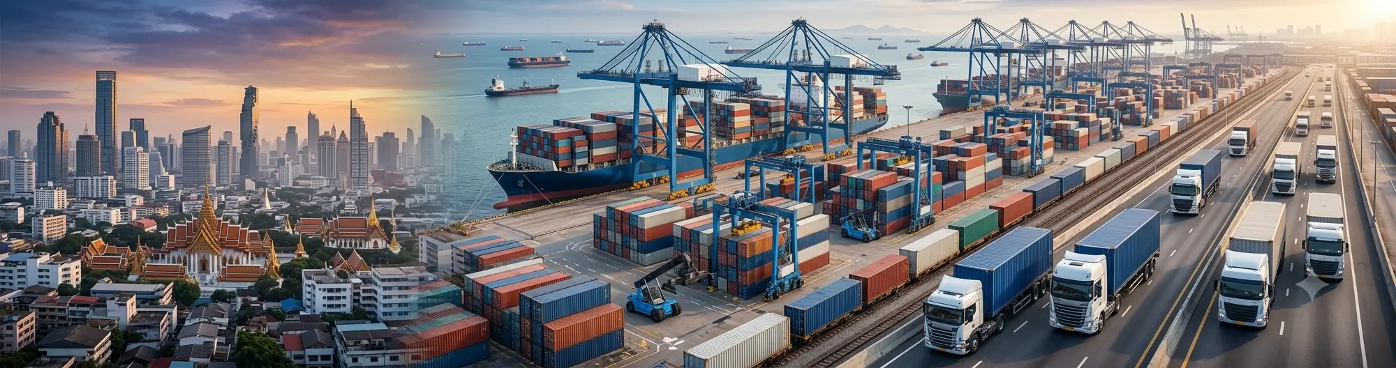 Shipping from China to Thailand DDP shipping service with cargo trucks and containers